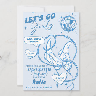 Invitation Fin de semaine du bachelorette de Cowgirl Disco Ro