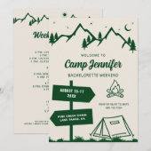 Invitation Fin de semaine du bachelorette du camp tiré à la m (Devant / Derrière)