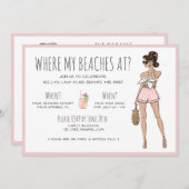 Invitation Fin de semaine du Brunette Bachelorette Beach Part (Devant / Derrière)