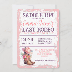 Invitation Fin de semaine du Dernier Rodeo Rose Bachelorette