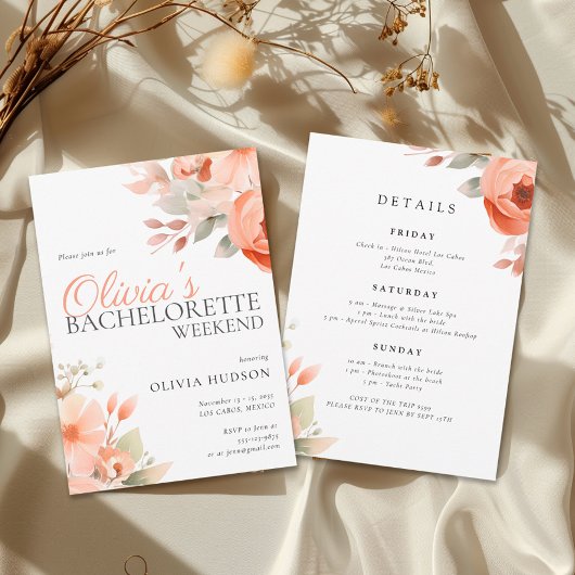Invitation Fin de semaine élégante de la Bachelorette Florale