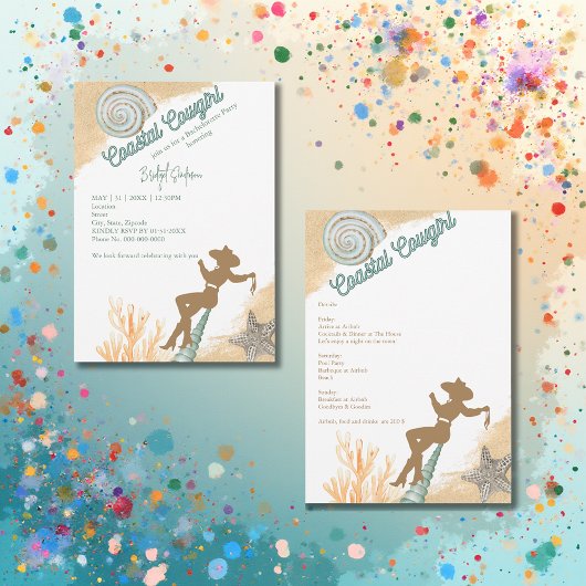 Invitation fin de semaine esthétique cowgirl côtière bachelor