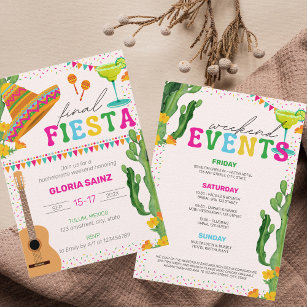 Invitation Fin de semaine Fiesta Mexicaine Vibrant Bacheloret