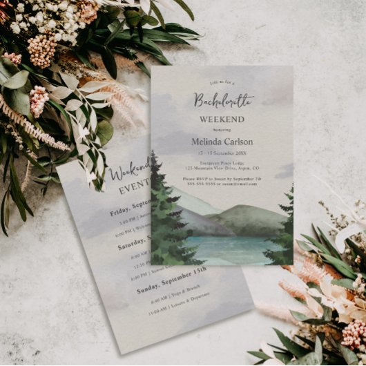 Invitation Fin de semaine Rustic Mountain & Lake Bachelorette