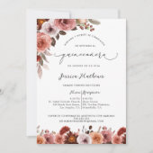 Invitation Fina Invitación Con Flores En Rosa De Quinceañera (Devant)