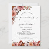 Invitation Fina Invitación de Quinceañera con Flores en Rosa (Devant)