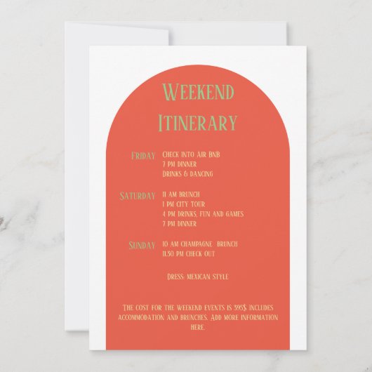 Invitation Final Fiesta Cactus Bachelorette Week-end Itinérai (Dos)