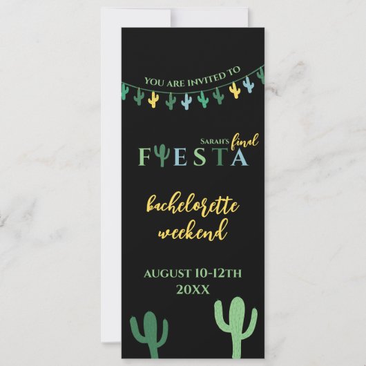 Invitation Final Fiesta Cactus Bachelorette Week-end Itinérai (Devant)
