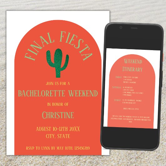 Invitation Final Fiesta Cactus Bachelorette Week-end Itinérai