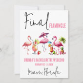 Invitation Final Flamingle, Flamant rose Bachelorette Week-en (Devant)