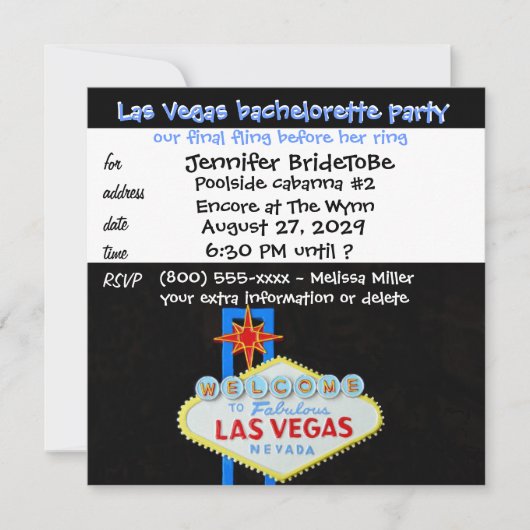 Invitation Finale de Las Vegas Bachelorette (Devant)