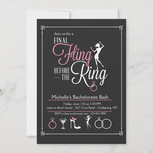 Invitation finale du Fling Bachelorette Party (Devant)