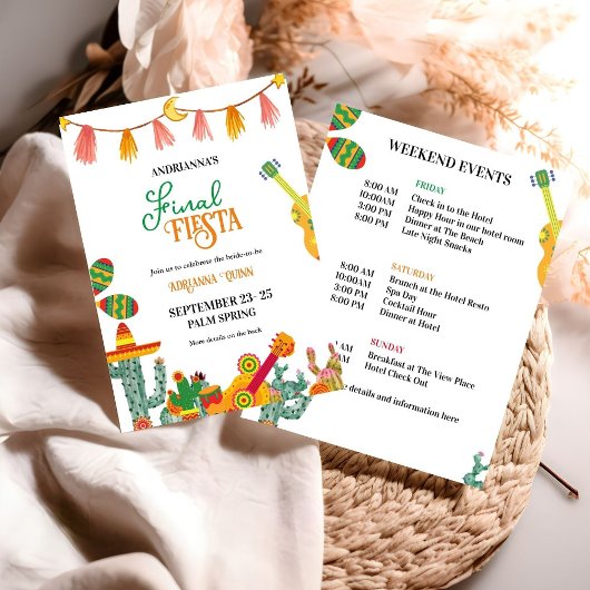 Invitation Finale Fiesta Bachelorette Week-end & Itinéraire