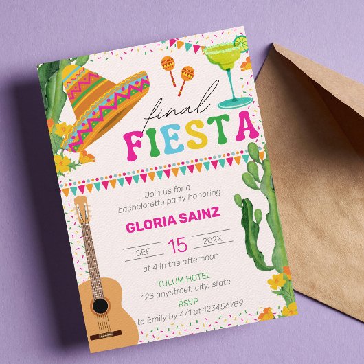 Invitation Finale Fiesta Mexicaine Vibrant Bachelorette Party