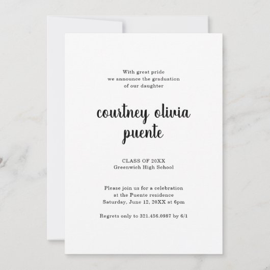 Invitation Finalement épaisse Black Script Photo Graduation P (Dos)