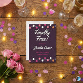 Invitation Finally Free String Lights Purple Divorce Party