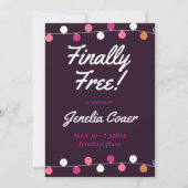 Invitation Finally Free String Lights Purple Divorce Party (Devant)