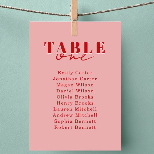 Invitation FIND YOUR SEAT! Blush Red Bold Font Wedding