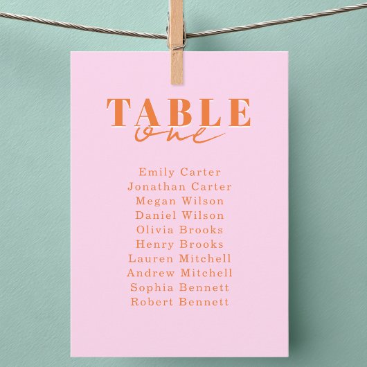 Invitation FIND YOUR SEAT! Pink Orange Bold Font Wedding