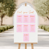 Invitation FIND YOUR SEAT! Pink Orange Bold Font Wedding