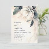 Invitation Fine Art 3D Flower Ivory Blue (Debout devant)