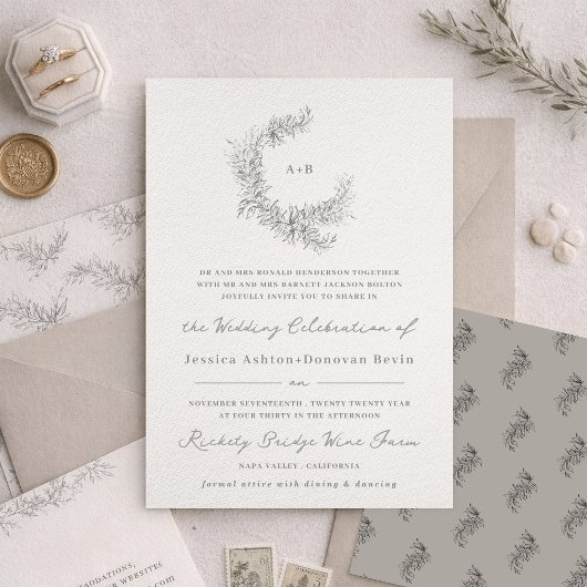Invitation Fine Art Minimalist Botanical Wedding