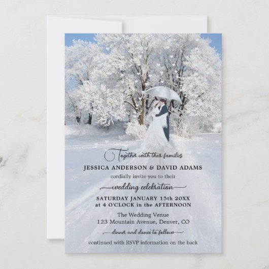 Invitation Fine Art QR Code Winter Wonderland Mariage (Devant)
