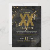 Invitation Fine Lines Gold Abstrait Graduation Black ID867 (Devant)