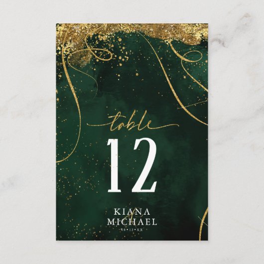 Invitation Fine Lines Gold Abstrait Mariage Emerald ID867 (Dos)