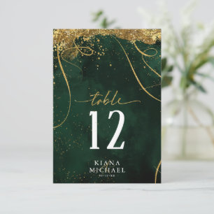 Invitation Fine Lines Gold Abstrait Mariage Emerald ID867