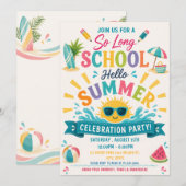 Invitation Fini l'école, vive la fête de l'été ! (Devant / Derrière)