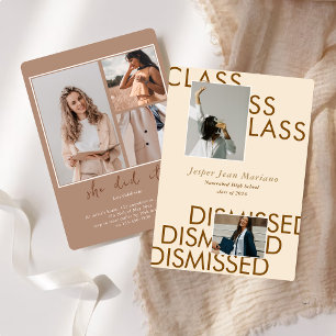 Invitation Fini les cours 2026 Photo Minimal Graduation