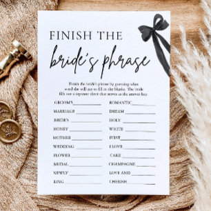 Invitation Finir la phrase de la mariée Jeu de Baby Shower de