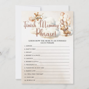 Invitation FINIR LA PHRASE DE MAMAN Jeu de Baby Shower Ours M
