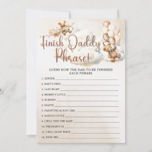 Invitation FINIR LA PHRASE DE PAPA Jeu de Baby Shower Ours Mi