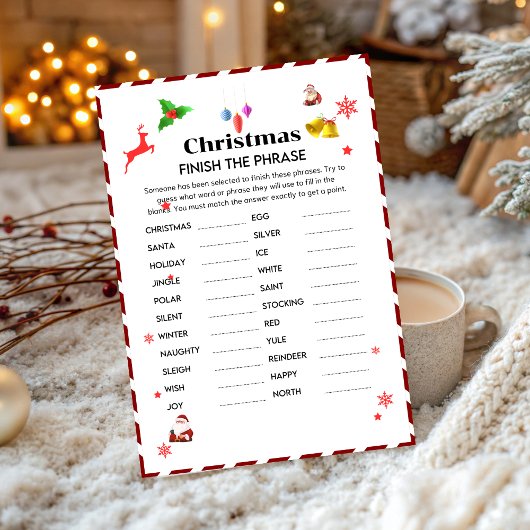 Invitation Finish The phrase Christmas Party game card