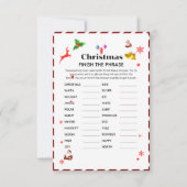 Invitation Finish The phrase Christmas Party game card (Devant)