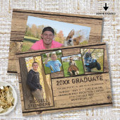 Invitation Finition Bois Campagnard Rustique GRADUÉ 5-Photo