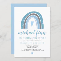 FINN | Dusty Blue Boho Rainbow Heart Boy Anniversa