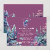 Invitation Fintastic One moderne Rustic Watercolor Baby showe (Devant / Derrière)