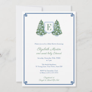 Invitation Fir Tree Ginger Jar Ornements Baby shower de vacan
