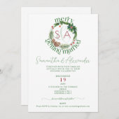 Invitation Fir Tree & Holly Wreath Noël Mariage à thème (Devant / Derrière)
