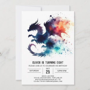 Invitation Fire Breathing Dragon Birthday Personnalisable