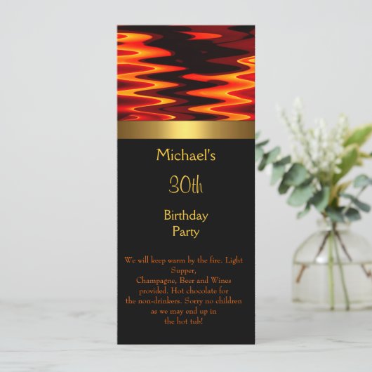 Invitation Fire Gold Black 30e fête d'anniversaire Long 2 (Debout devant)