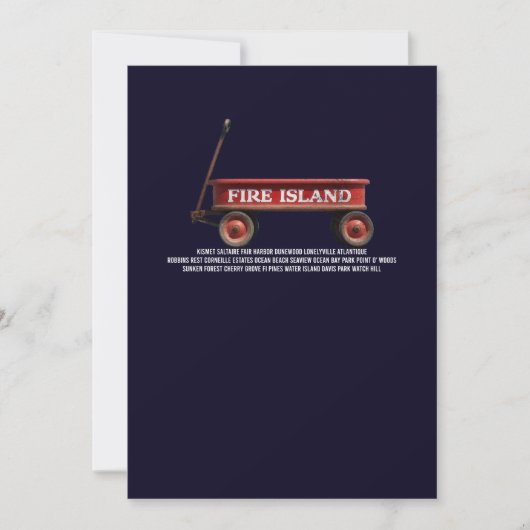Invitation Fire Island retro red wagon beach summer vacation  (Devant)