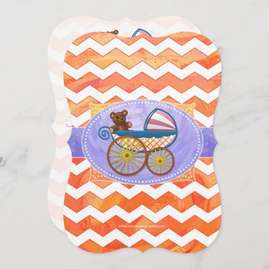 Invitation Fire Lake Orange Chevron Baby (Devant / Derrière)