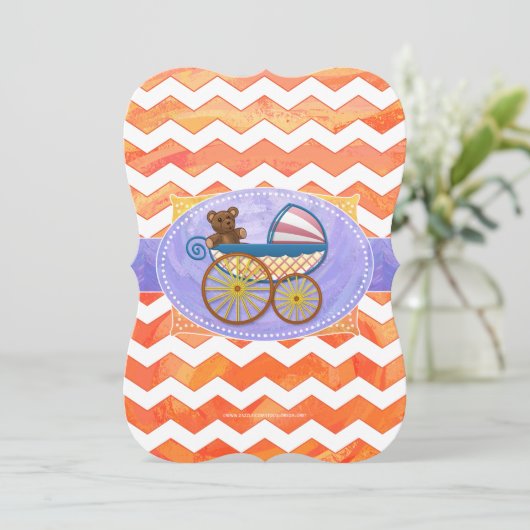 Invitation Fire Lake Orange Chevron Baby (Debout devant)