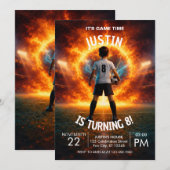 Invitation Fire Stadium Theme Boys 8th Birthday Party (Devant / Derrière)