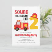 Invitation Fire Truck 2e fête d'anniversaire (Debout devant)