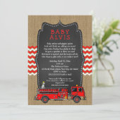 Invitation Fire Truck Baby Sprinking AVEC NOM garçon baby sho (Debout devant)
